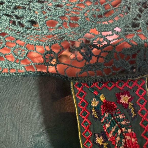 EUC Johnny Was Gorgeous lace teal turquoise kimono jacket size XL - Picture 6 of 7